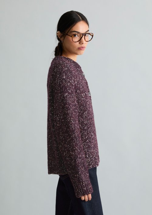 Relaxed Tweed Cardigan — Mahagony Jam