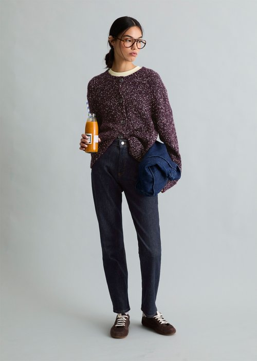 Relaxed Tweed Cardigan — Mahagony Jam