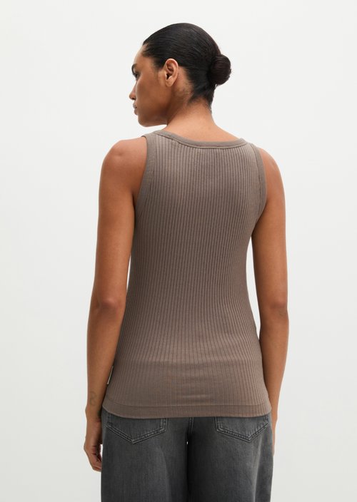 Ribbed tank top slim — Stone Taupe