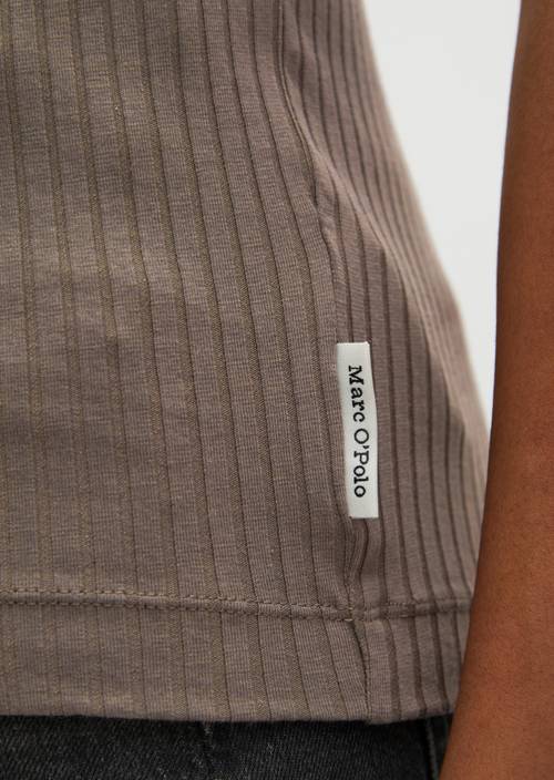 Ripp-Tanktop slim Stone Taupe in Detailansicht