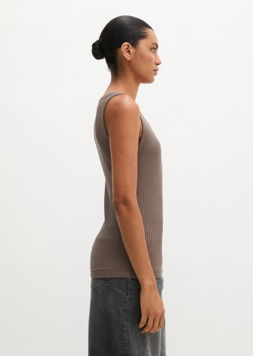 Ribbed tank top slim — Stone Taupe
