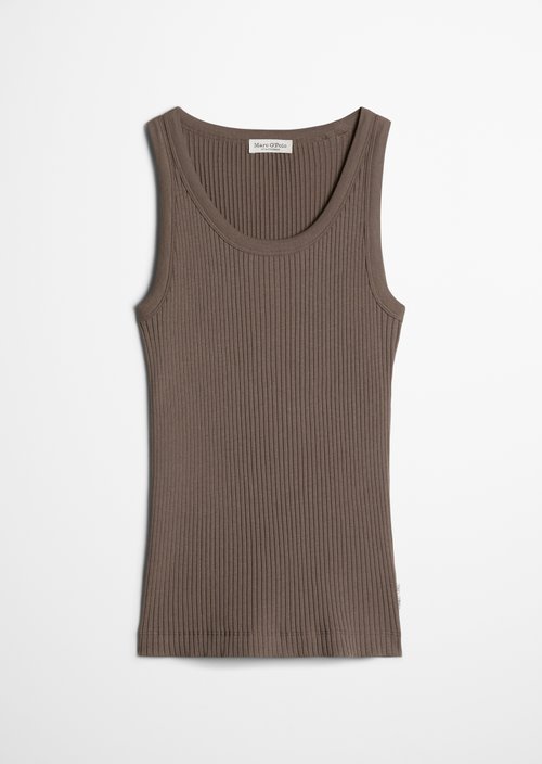 Ribbed tank top slim — Stone Taupe