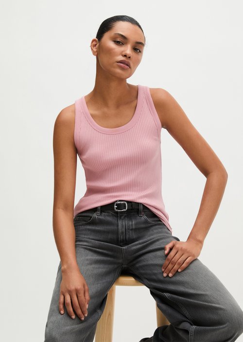Ribbed tank top slim — Misty Rose