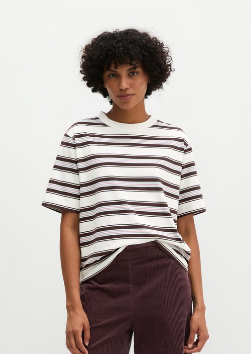 Relaxed-fit striped T-shirt — Medium Beige