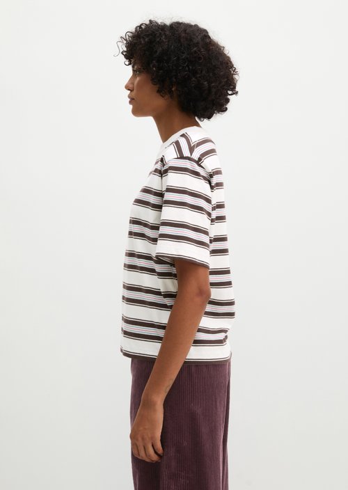 Relaxed-fit striped T-shirt — Medium Beige