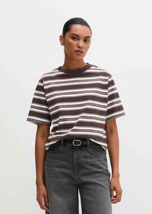 Relaxed-fit striped T-shirt — Dark Red