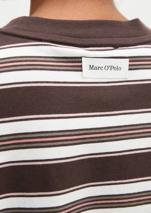 Gestreiftes T-Shirt relaxed Dark Red in Detailansicht