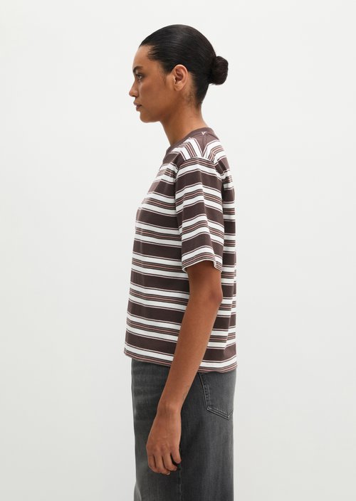 Relaxed-fit striped T-shirt — Dark Red