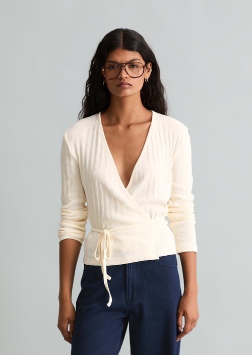 Slim Wrap Top — White Blush