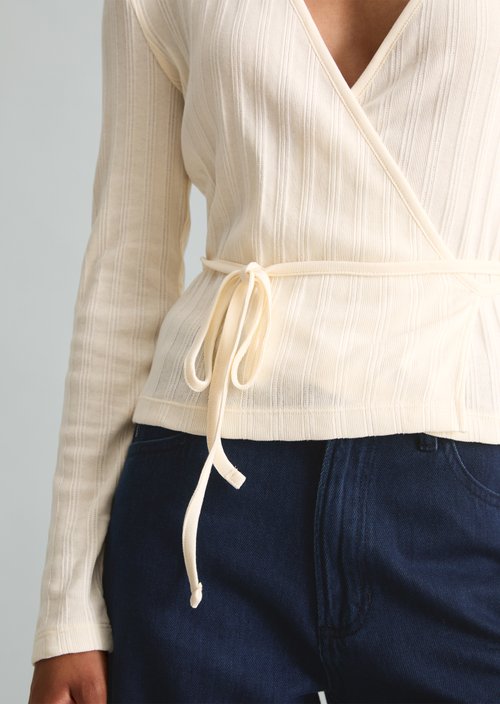 Slim Wrap Top — White Blush