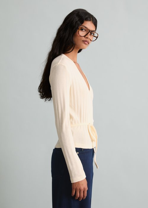 Slim Wrap Top — White Blush