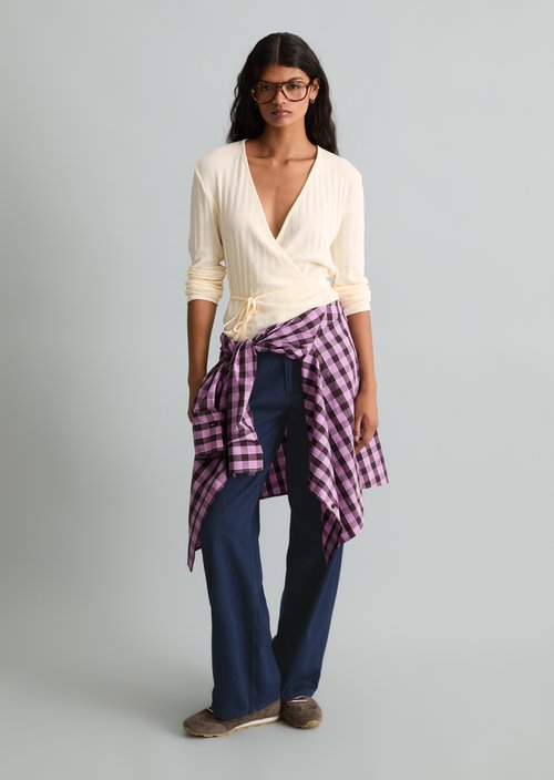 Slim Wrap Top — White Blush