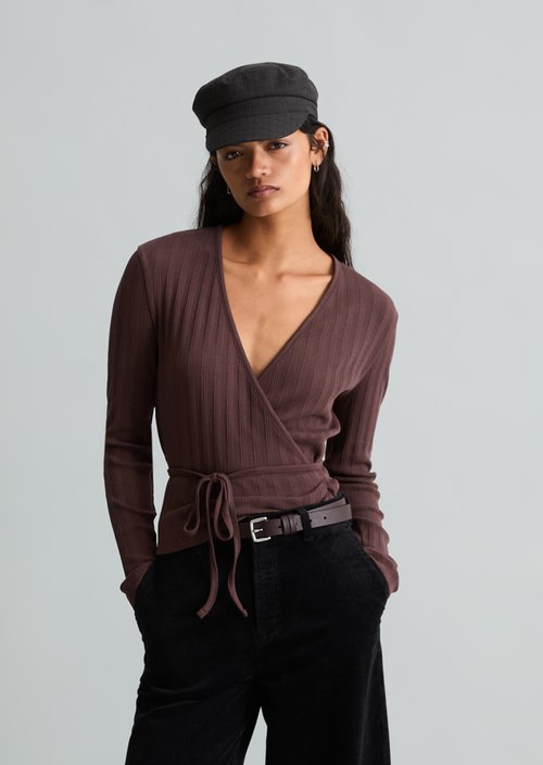 Slim Wrap Top — Espresso Brown