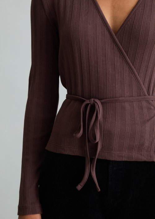 Slim Wrap Top — Espresso Brown