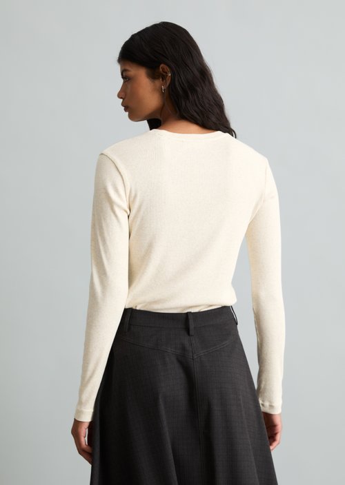 Slim-fit long-sleeve shirt — White Blush