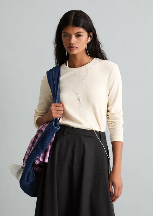 Slim-fit long-sleeve shirt — White Blush