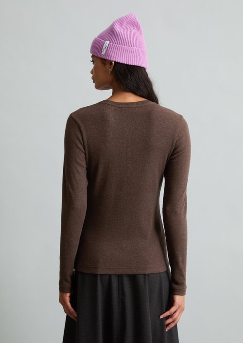 Slim-fit long-sleeve shirt — Espresso Brown