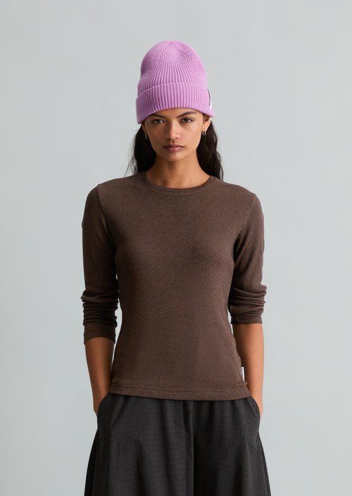 Slim-fit long-sleeve shirt — Espresso Brown