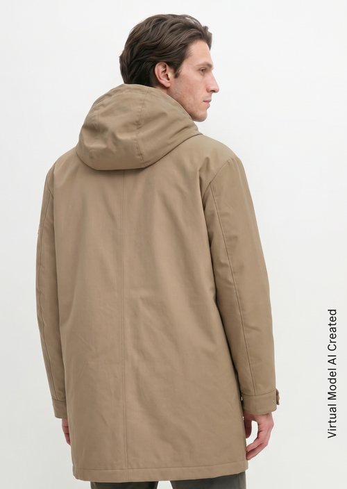 Regular-Fit Hooded Canvas Jacket — Charleston Gray