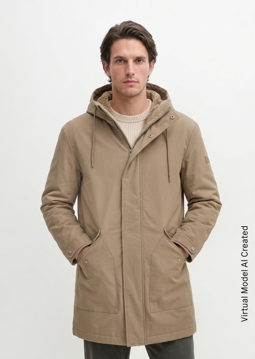 Regular-Fit Hooded Canvas Jacket — Charleston Gray