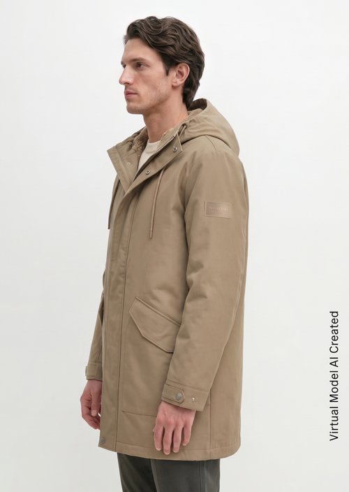 Regular-Fit Hooded Canvas Jacket — Charleston Gray