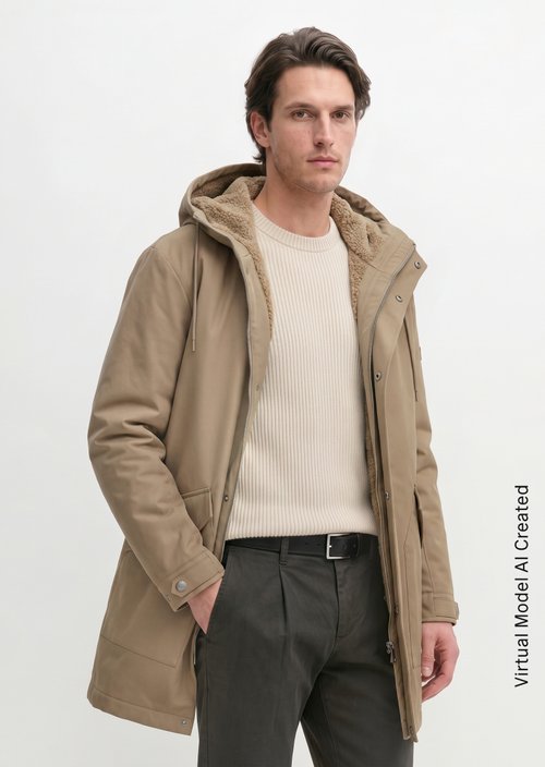 Regular-Fit Hooded Canvas Jacket — Charleston Gray