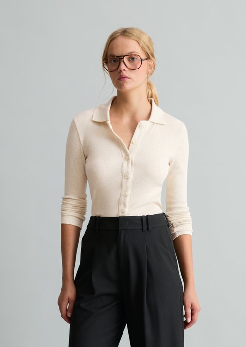 Slim-fit jersey blouse — White Blush