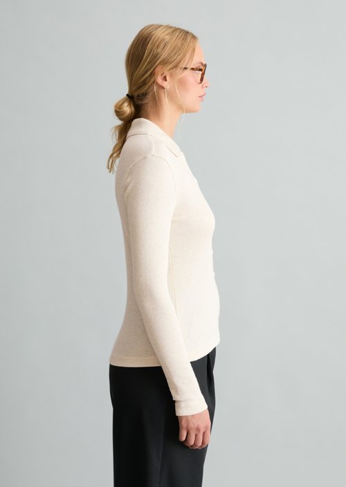 Slim-fit jersey blouse — White Blush