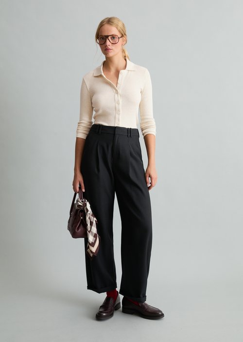 Slim-fit jersey blouse — White Blush