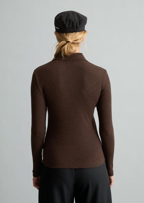 Slim-fit jersey blouse — Espresso Brown
