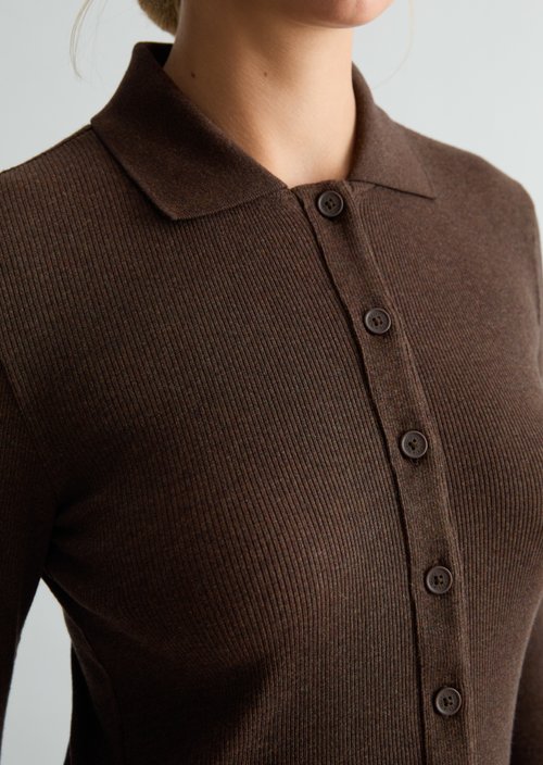 Slim-fit jersey blouse — Espresso Brown