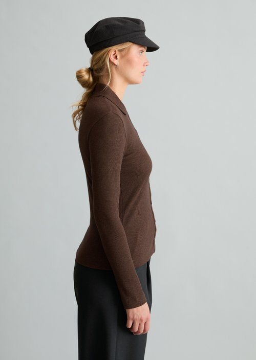 Slim-fit jersey blouse — Espresso Brown