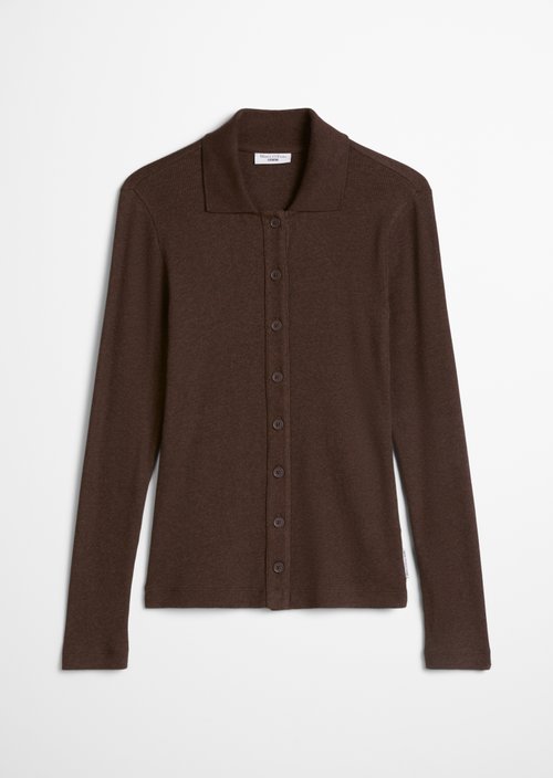 Slim-fit jersey blouse — Espresso Brown