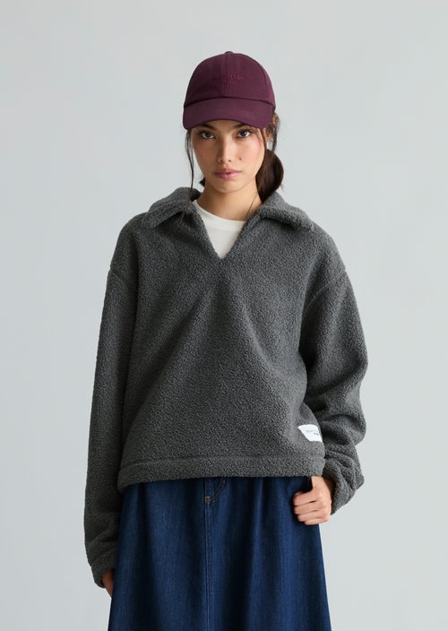 Oversized Teddy Sweatshirt — Light Graphite