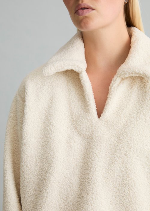 Oversized Teddy Sweatshirt — White Blush