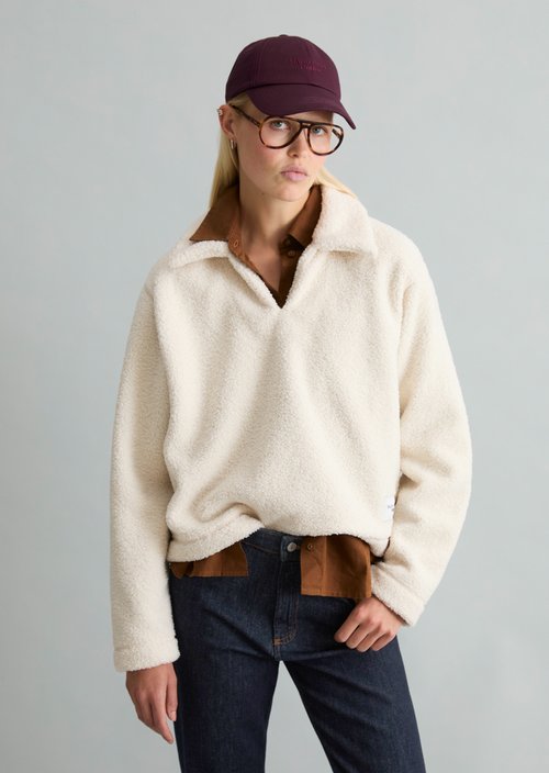Oversized Teddy Sweatshirt — White Blush