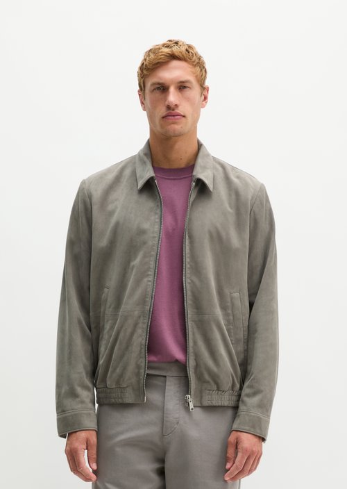 Regular-fit leather jacket — Graphite Dust
