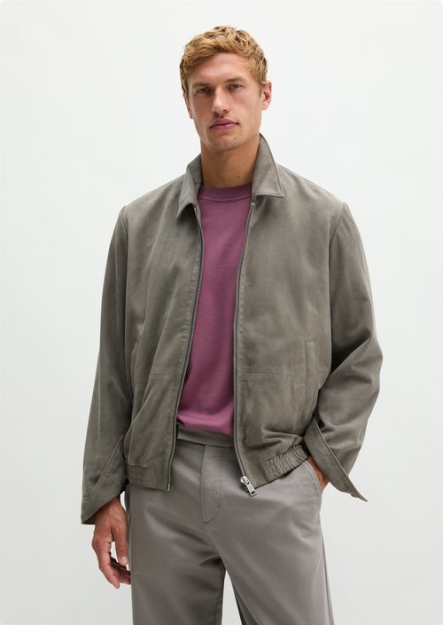 Regular-fit leather jacket — Graphite Dust