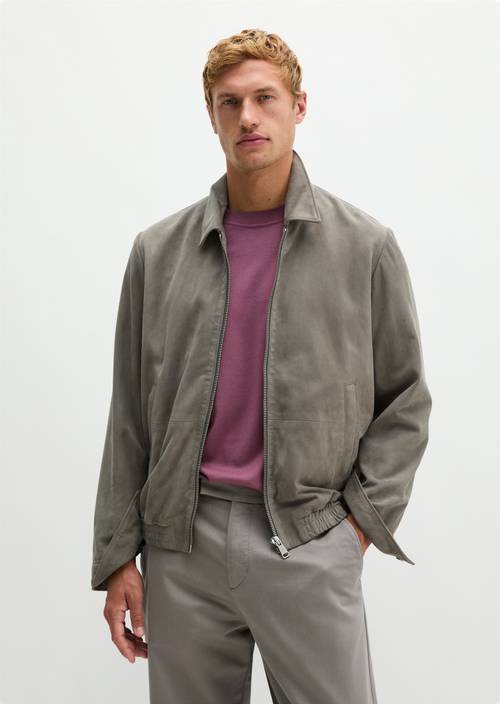 Lederjacke regular Graphite Dust in Frontalansicht