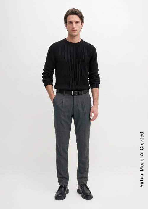 Chino Model Morot Jogger Pleated Tapered — Dark Grey