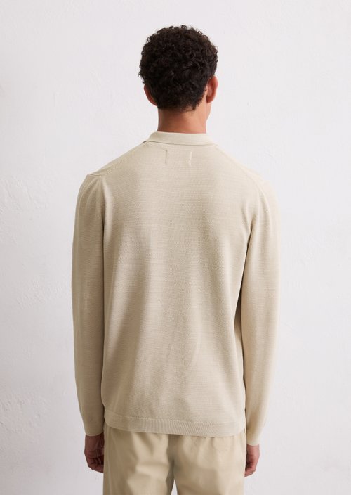 Long sleeve polo shirt piqué regular — Misty Grey