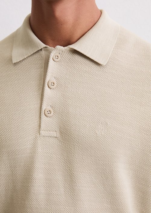 Long sleeve polo shirt piqué regular — Misty Grey