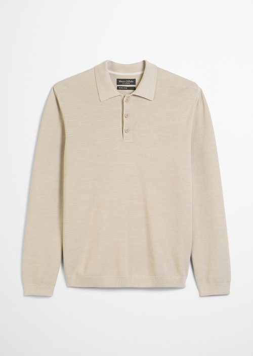 Long sleeve polo shirt piqué regular — Misty Grey