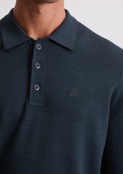 Long sleeve polo shirt piqué regular — Dark Navy