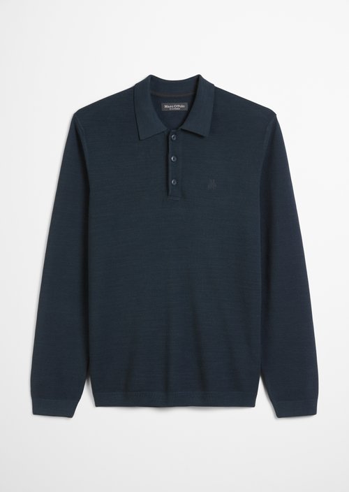 Long sleeve polo shirt piqué regular — Dark Navy