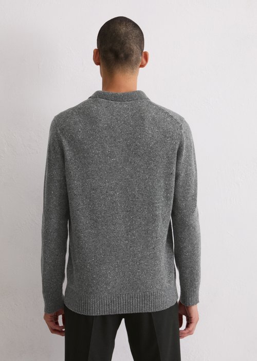 Regular polo-style sweater — Graphic Grey Melange