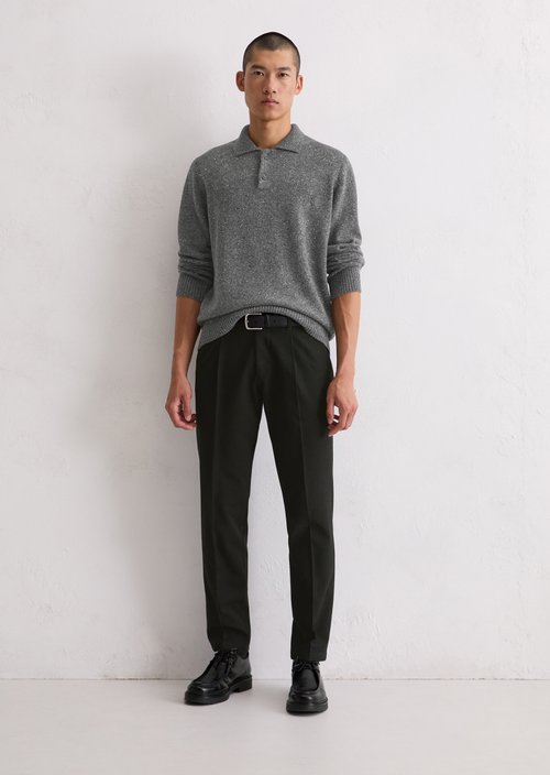 Regular polo-style sweater — Graphic Grey Melange