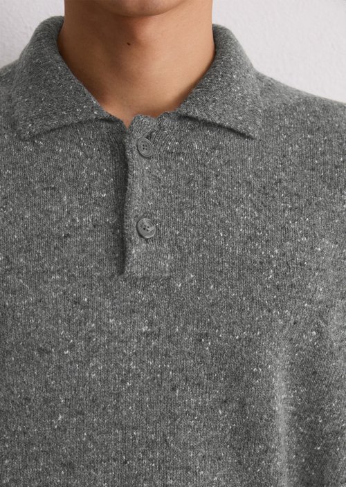 Regular polo-style sweater — Graphic Grey Melange