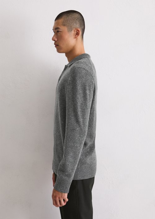 Regular polo-style sweater — Graphic Grey Melange