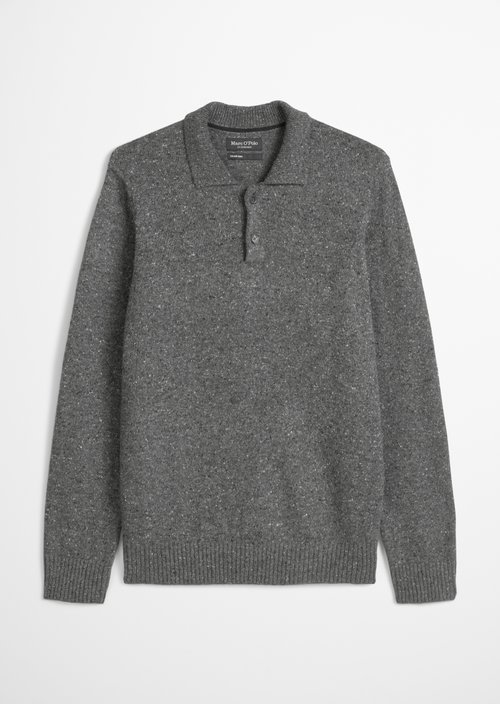 Regular polo-style sweater — Graphic Grey Melange